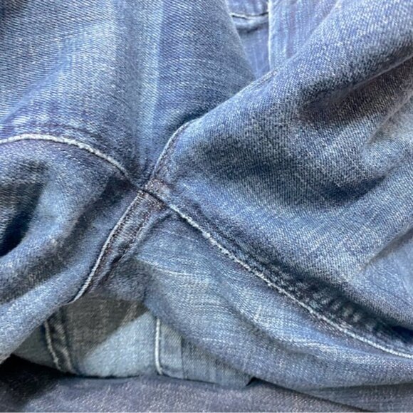7 For All Mankind Ginger Blue Med Wash Mid Rise Wide Leg Flare Leg Jeans 27 - Picture 9 of 15